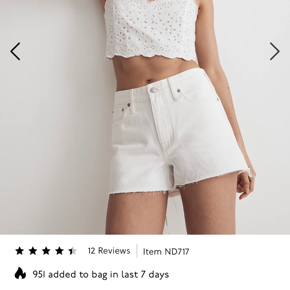 BNWT Madewell Tile White Relaxed Denim Shorts